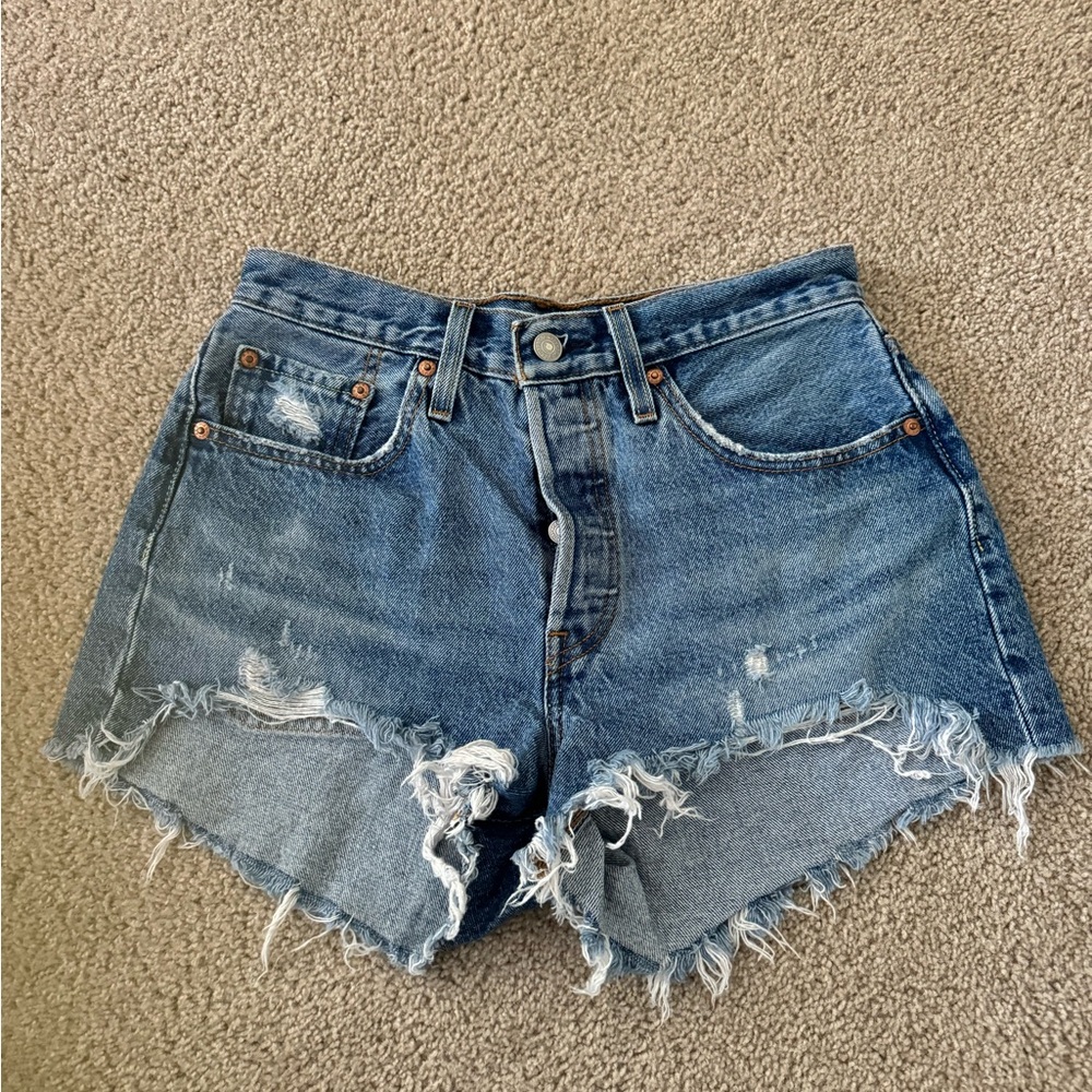Levi's Blue Distressed Jean Shorts